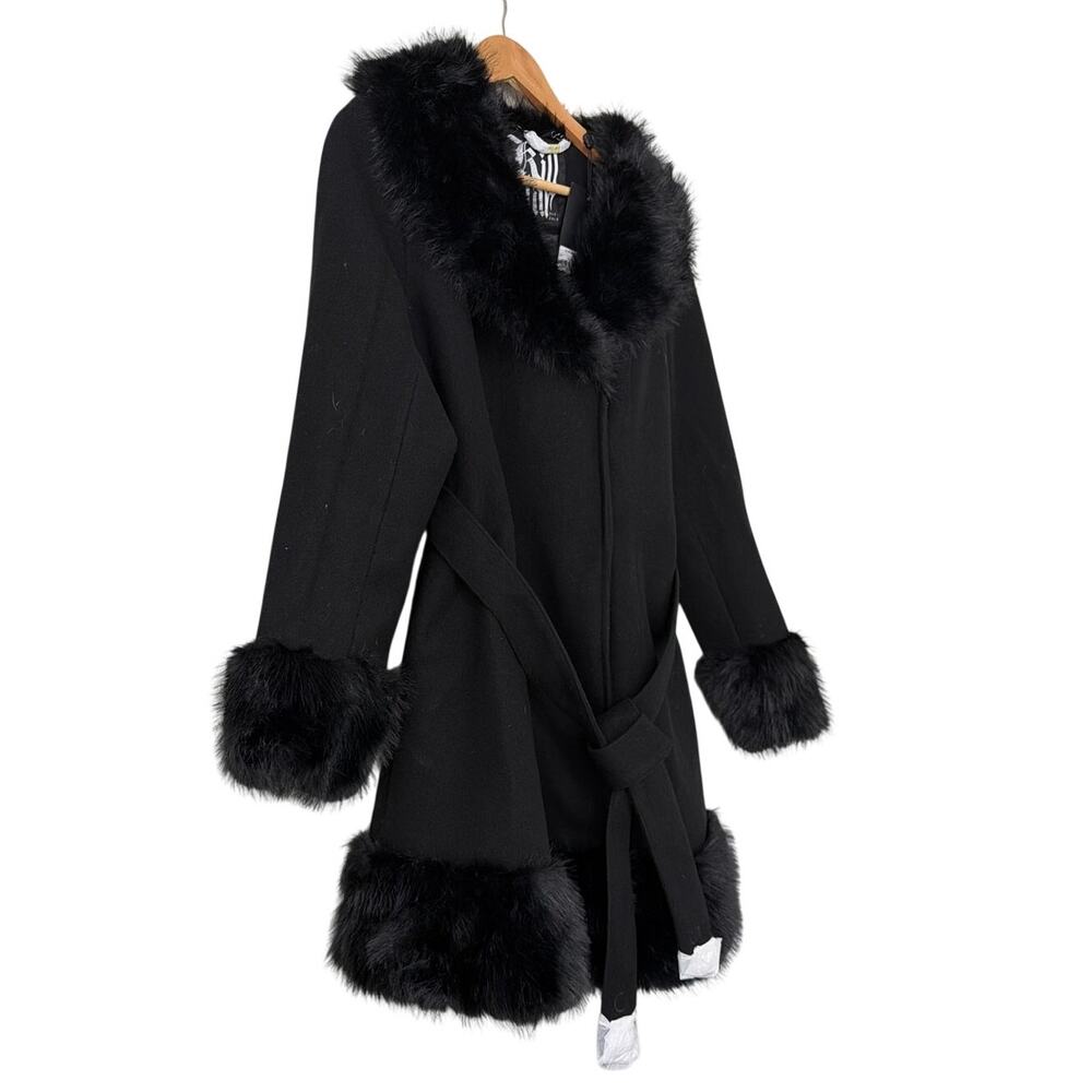 Killstar Almost Mayhem Faux Fur Trimmed Coat Black Size XL New with tags - Picture 2 of 5